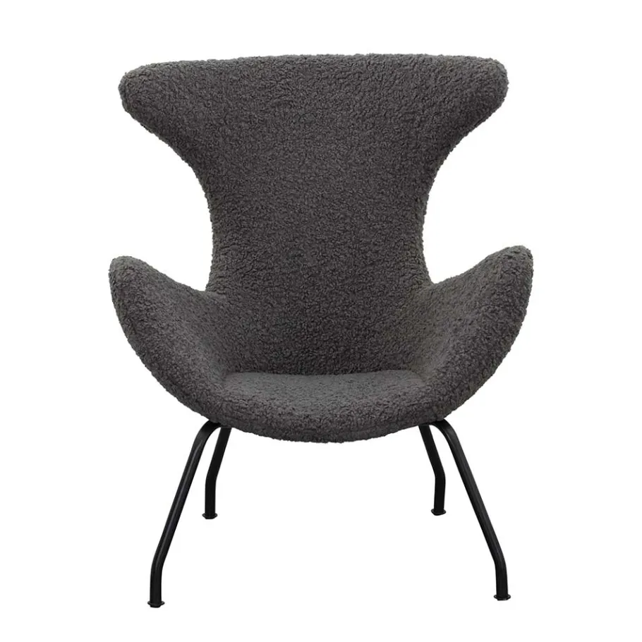 Best Wohnen Stylischer Sessel mit grauem Plüsch bezogen - Simple