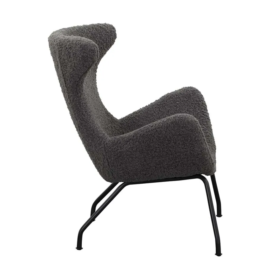 Best Wohnen Stylischer Sessel mit grauem Plüsch bezogen - Simple