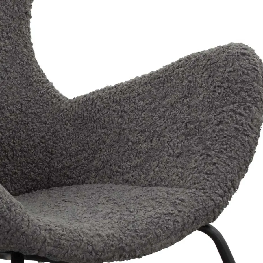 Best Wohnen Stylischer Sessel mit grauem Plüsch bezogen - Simple
