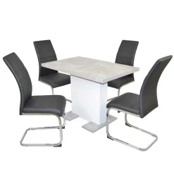 Clearance Wohnen Säulentisch & Schwingstühle Kombi - Bogna (fünfteilig)