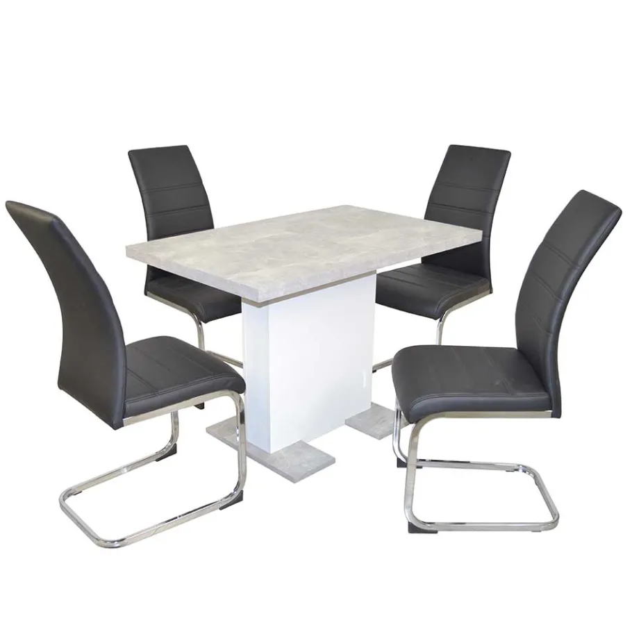Clearance Wohnen Säulentisch & Schwingstühle Kombi - Bogna (fünfteilig)