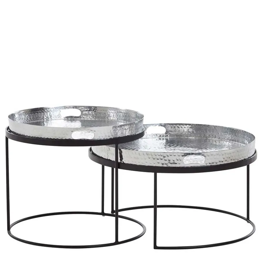 Discount Wohnen Tablett Couchtische in Silber - Astuto (zweiteilig)
