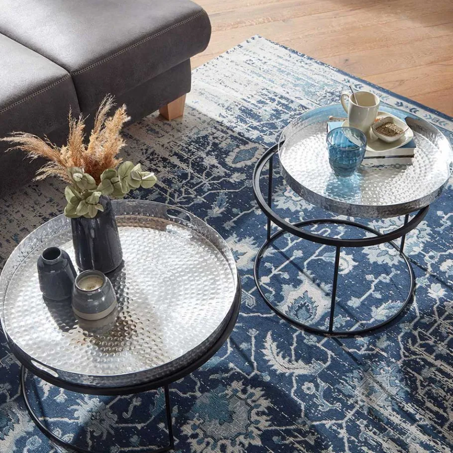 Discount Wohnen Tablett Couchtische in Silber - Astuto (zweiteilig)
