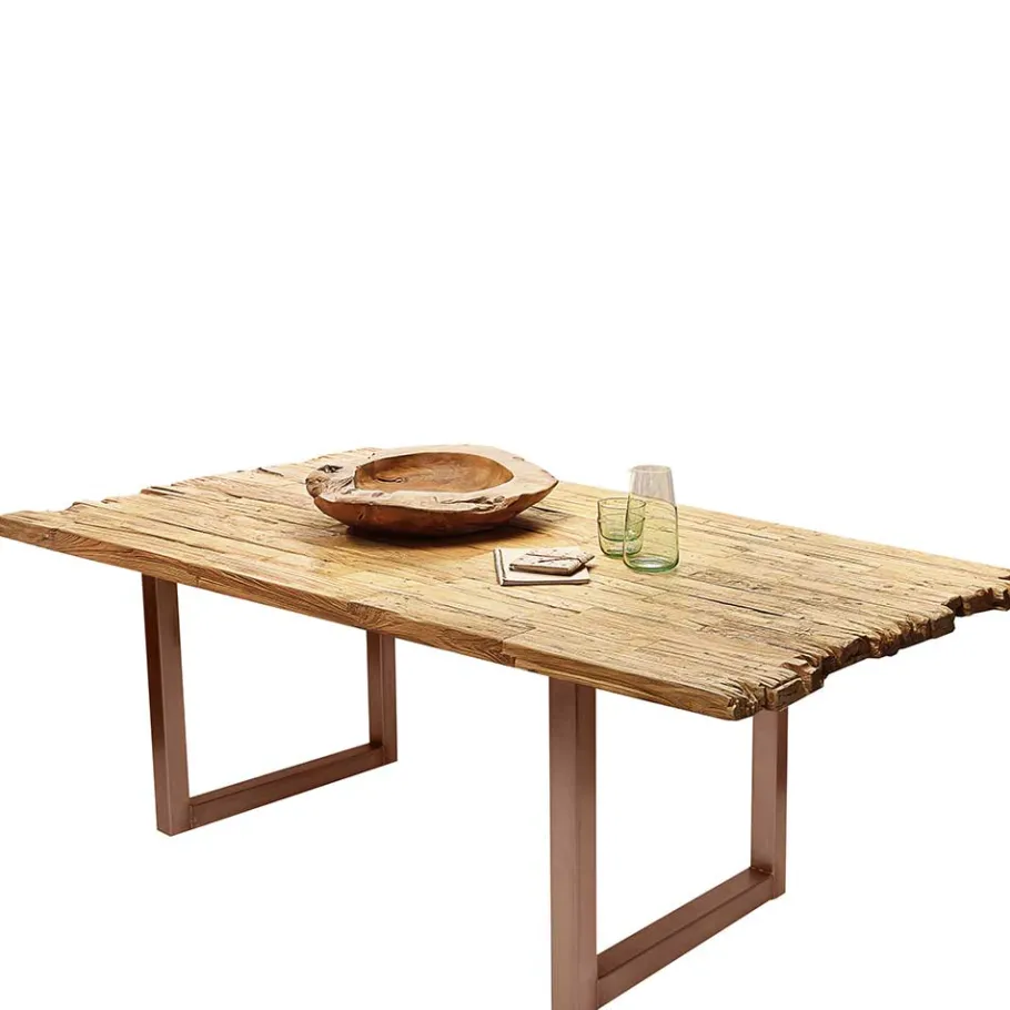 New Wohnen Teak Altholz Tisch mit U-Gestell - Montesa