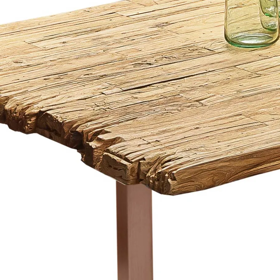 New Wohnen Teak Altholz Tisch mit U-Gestell - Montesa