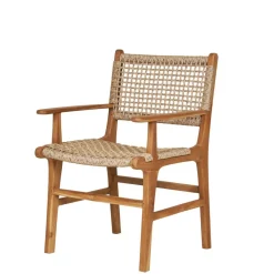 Hot Wohnen Teak Armlehnenstuhl mit Kordelgeflecht - Merlan (2er Set)