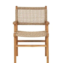 Hot Wohnen Teak Armlehnenstuhl mit Kordelgeflecht - Merlan (2er Set)