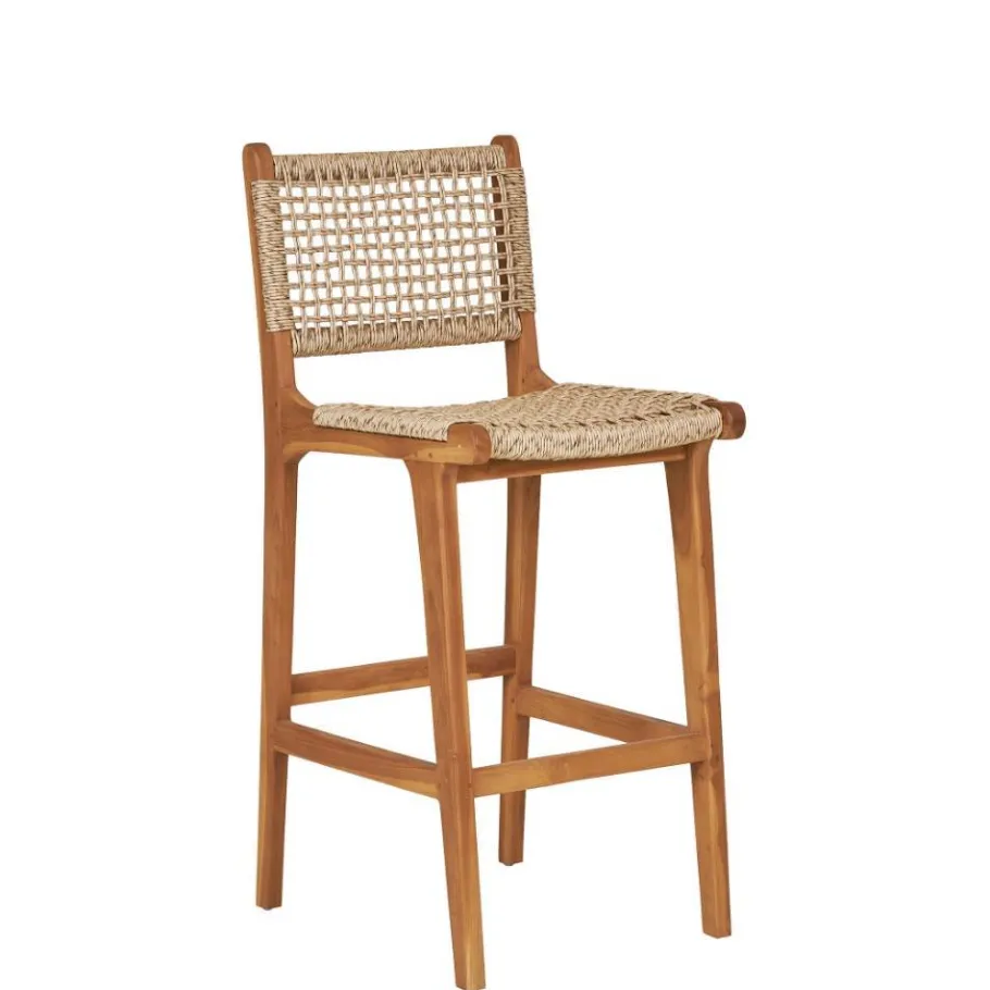 Sale Wohnen Teak Barstühle mit Kordelgeflecht - Merlan