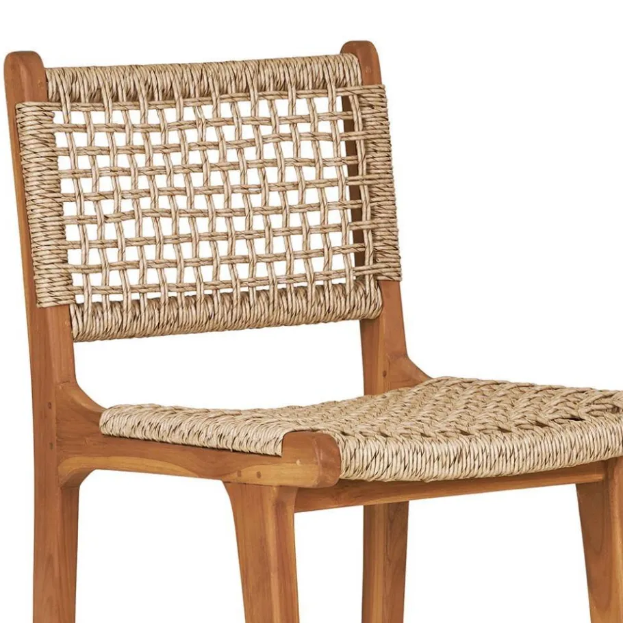 Sale Wohnen Teak Barstühle mit Kordelgeflecht - Merlan