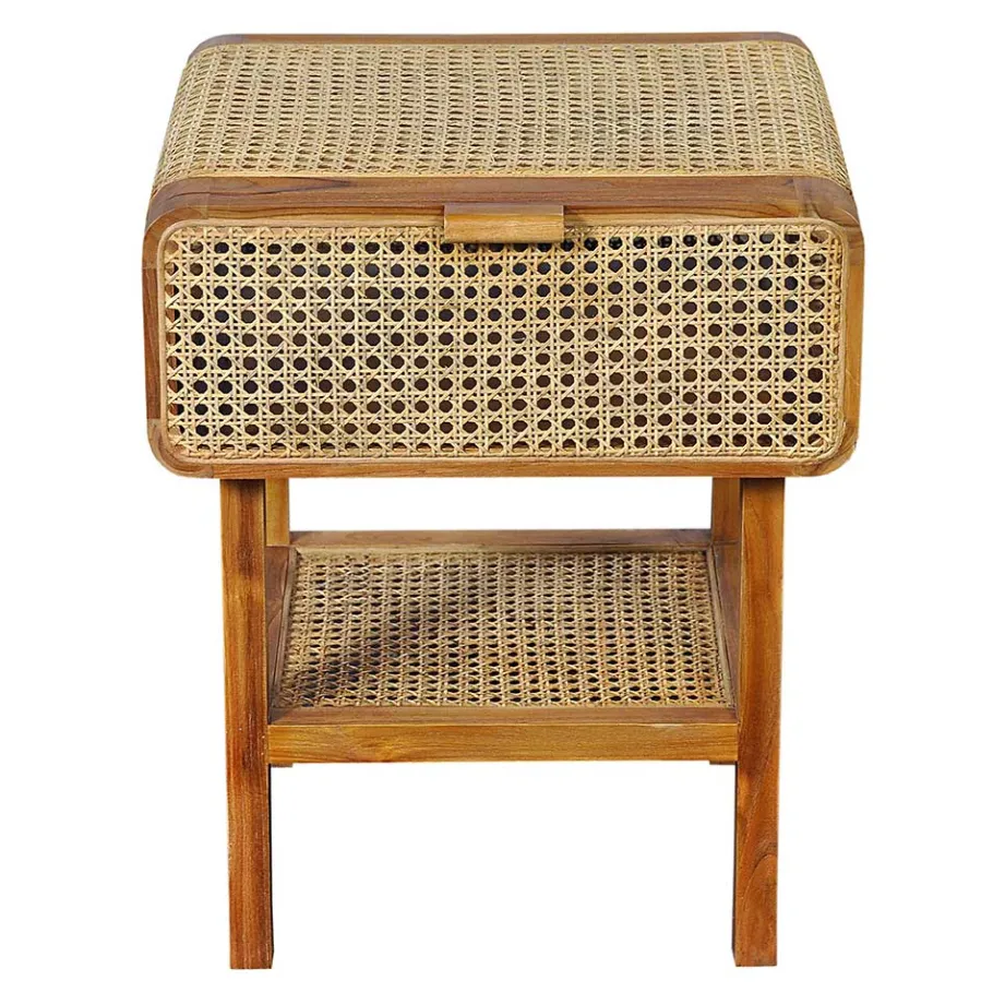 Clearance Wohnen Teak Holz Nachtkommode mit Wiener Geflecht - Teako
