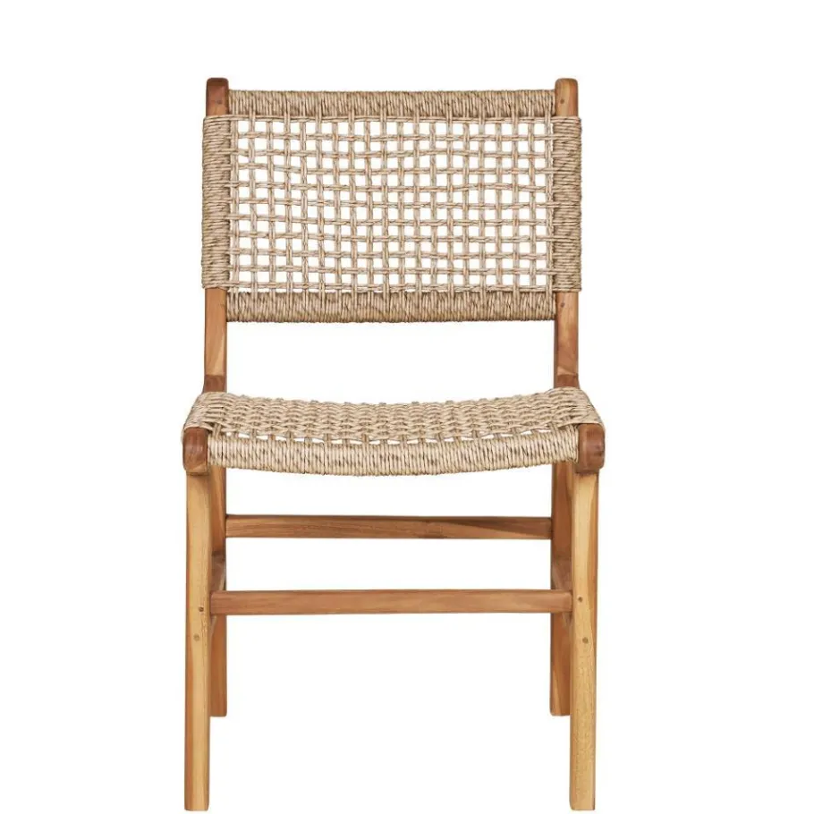 Discount Wohnen Teak Holzstühle mit Kordelgeflecht - Merlan (2er Set)