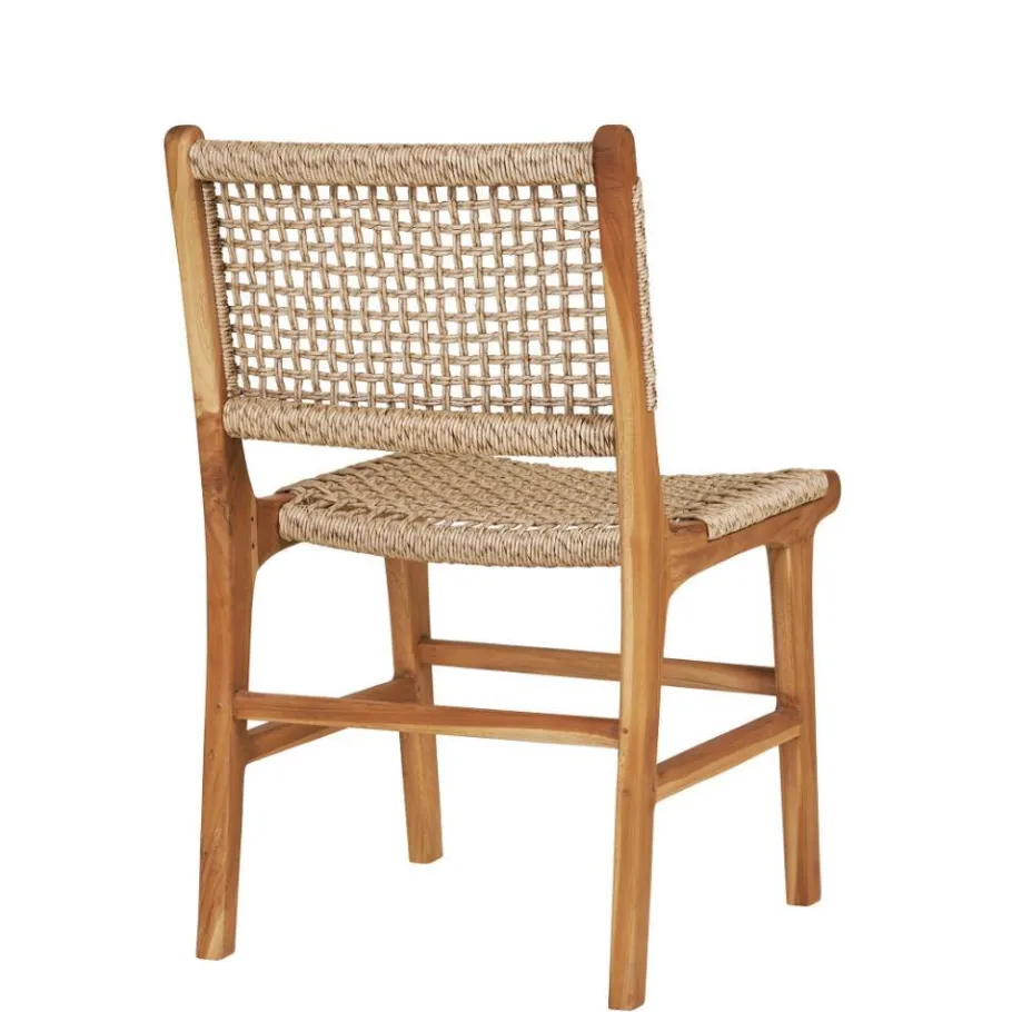 Discount Wohnen Teak Holzstühle mit Kordelgeflecht - Merlan (2er Set)