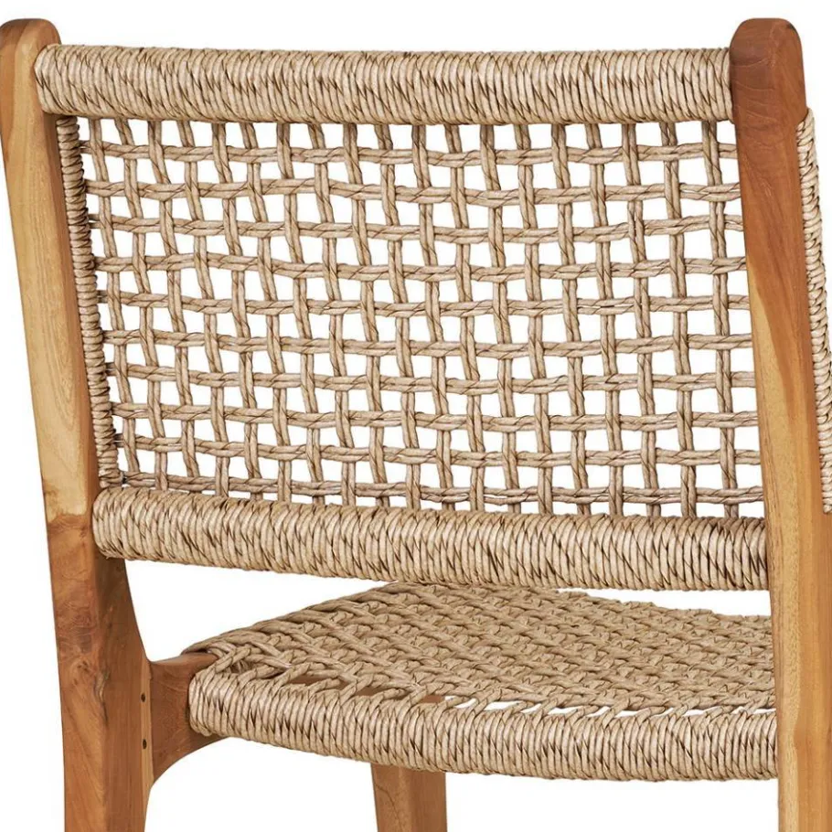 Discount Wohnen Teak Holzstühle mit Kordelgeflecht - Merlan (2er Set)