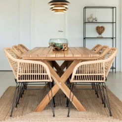 New Wohnen Teak Recyclingholz Esstisch & Stühle - Placer (siebenteilig)