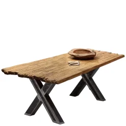 Best Wohnen Teak Recyclingholz Tisch mit X Füßen - Omegon