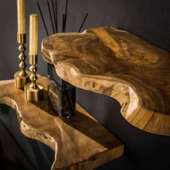 Outlet Wohnen Teak Wandboard Trio mit Naturkanten - Matthis (dreiteilig)