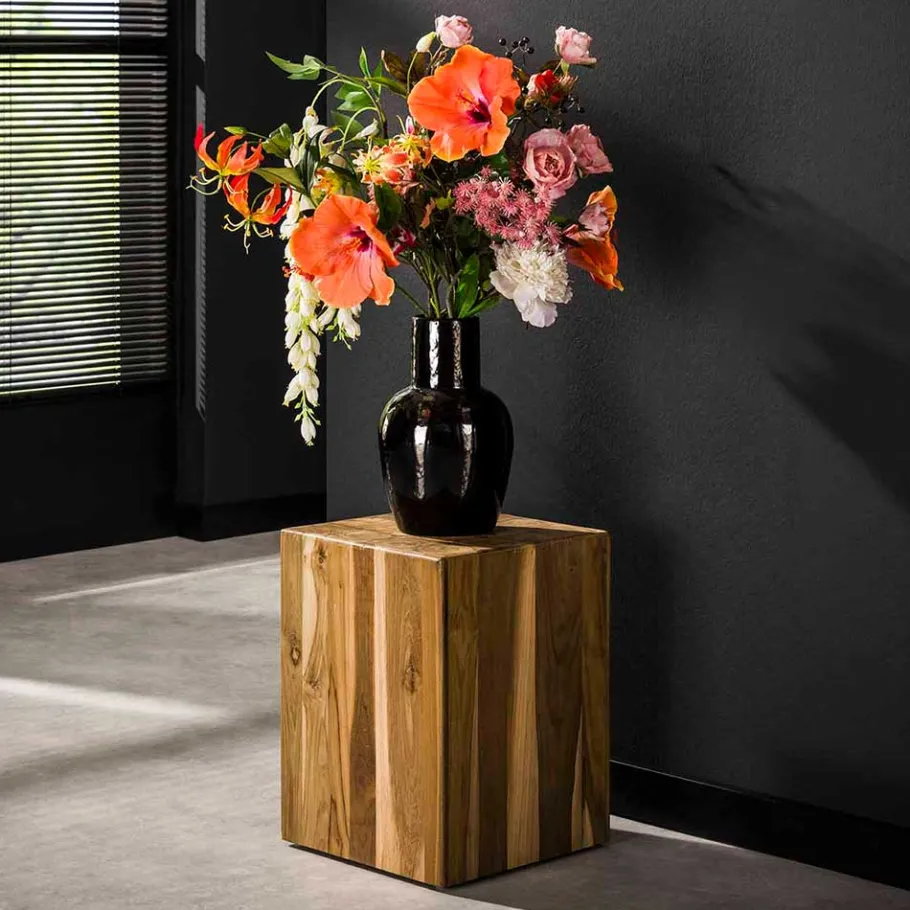 New Wohnen Teakholz Blumensäule modern-rechteckig - Diskus
