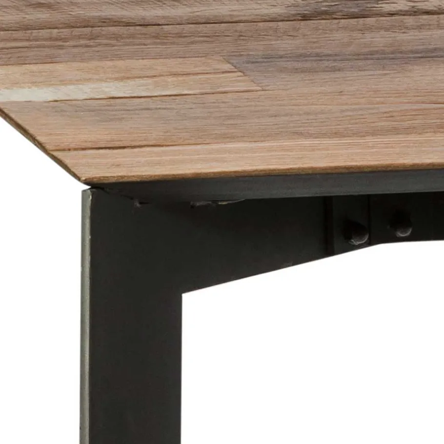 New Wohnen Teakholz Tisch mit Stahl Gestell Schwarz - Hariesca