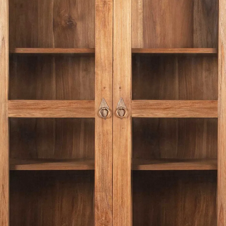 Hot Wohnen Teakholz Vitrinenschrank Mangato im Landhausstil