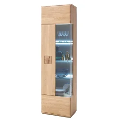 Sale Wohnen Teilmassive Standvitrine in Eiche Bianco Pontros optional mit LED