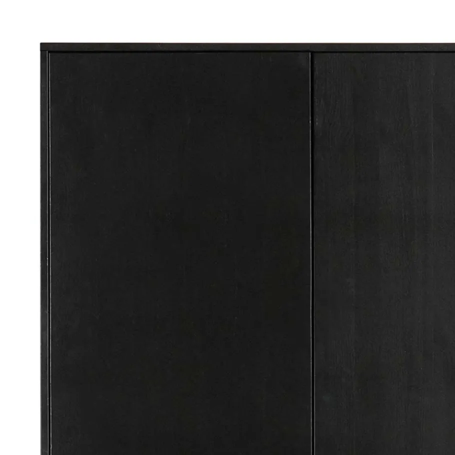 Outlet Wohnen Teilmassiver 94x180x40 Kiefernholz Kleiderschrank in Schwarz - Ilvessino