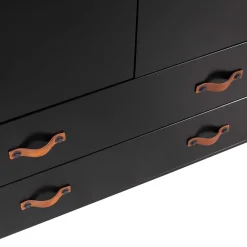Outlet Wohnen Teilmassiver 94x180x40 Kiefernholz Kleiderschrank in Schwarz - Ilvessino