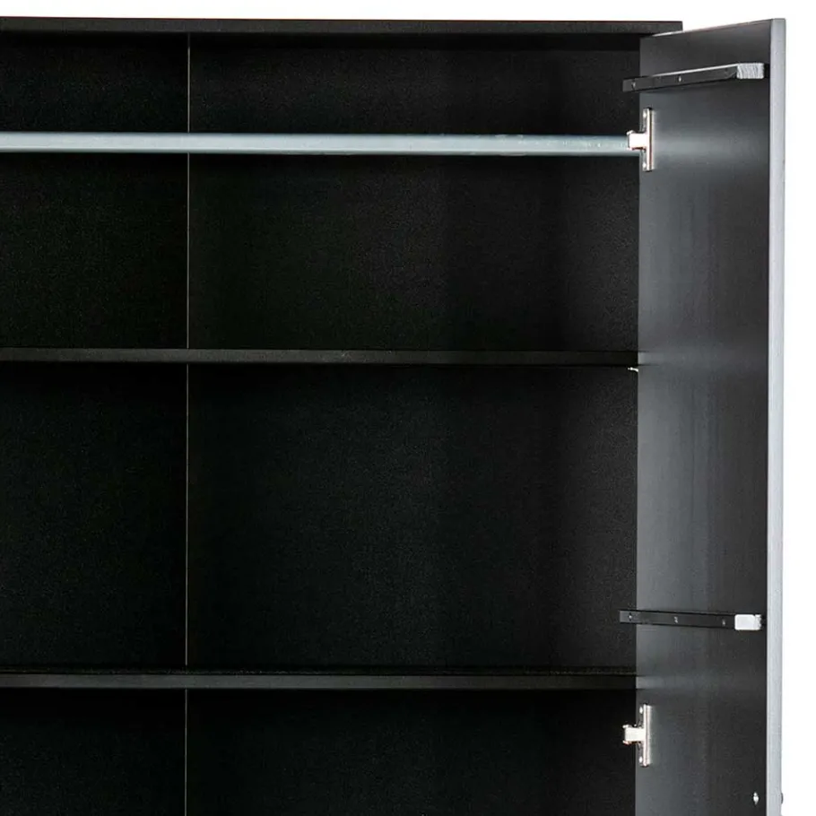 Outlet Wohnen Teilmassiver 94x180x40 Kiefernholz Kleiderschrank in Schwarz - Ilvessino