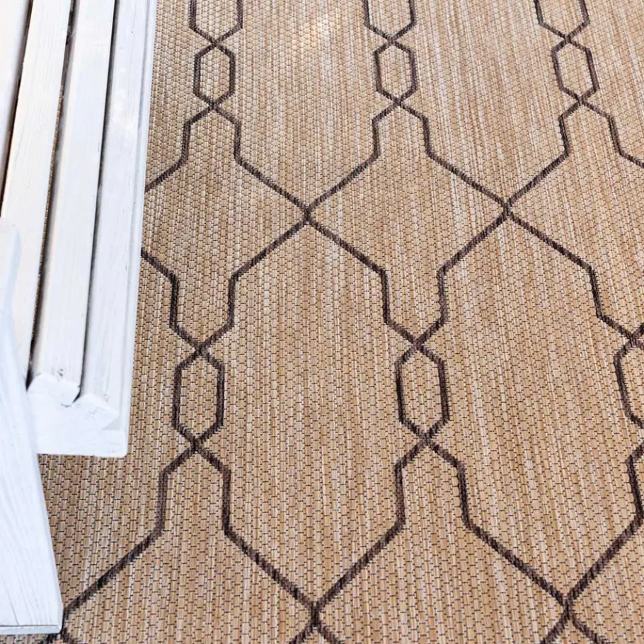 Outlet Wohnen Teppich für Terrasse und Garten in Hellbraun & Grau - Flurina