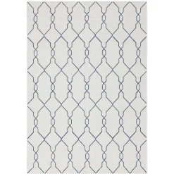 New Wohnen Teppich Indoor oder Outdoor in Creme und Dunkelblau - Asbro