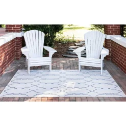 New Wohnen Teppich Indoor oder Outdoor in Creme und Dunkelblau - Asbro