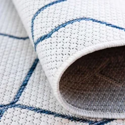 New Wohnen Teppich Indoor oder Outdoor in Creme und Dunkelblau - Asbro