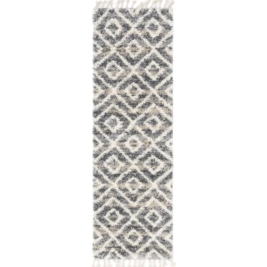 New Wohnen Teppich mit handgeflochtenen Fransen in Creme und Grau - Juwan