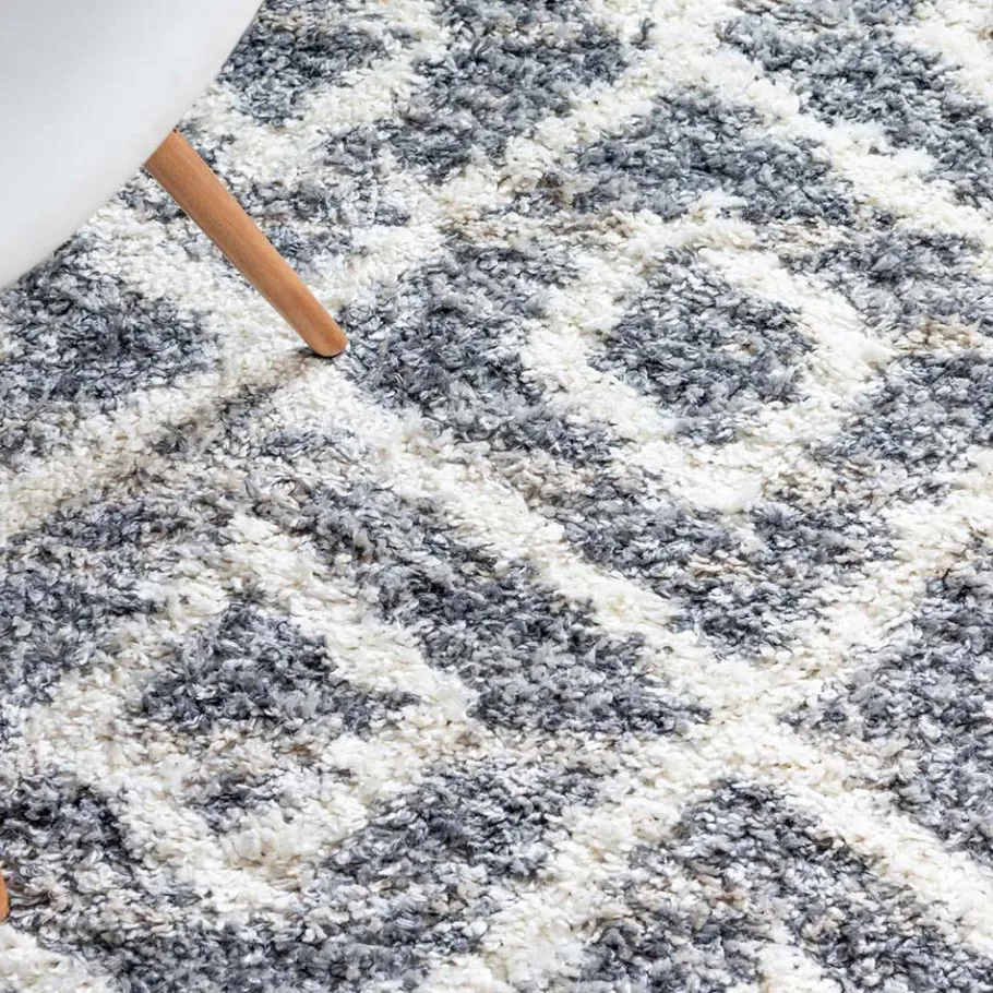 New Wohnen Teppich mit handgeflochtenen Fransen in Creme und Grau - Juwan