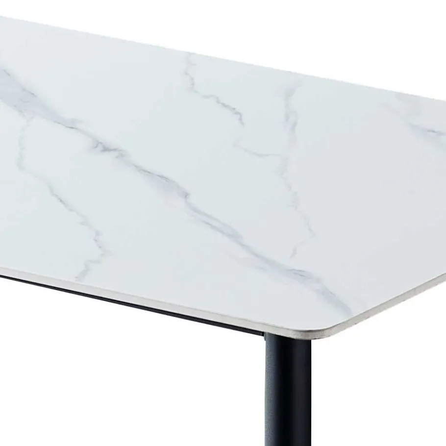 New Wohnen Tisch aus Sinterstein in weißer Marmor Optik - Prenza