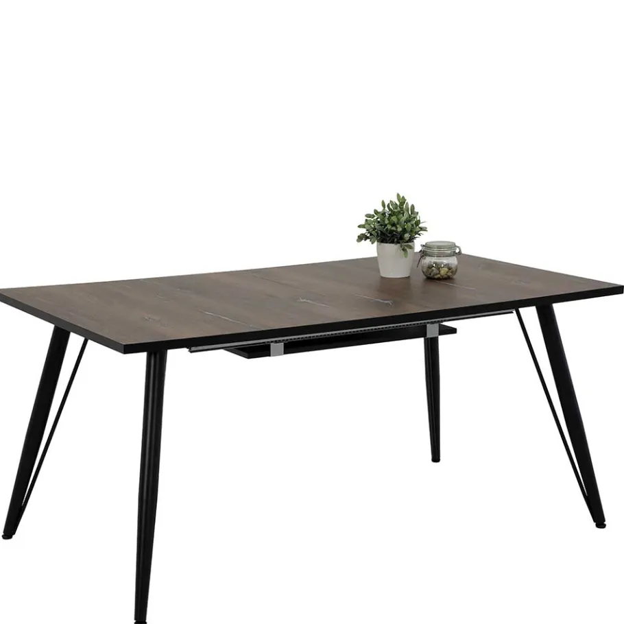 Discount Wohnen Tisch in dunkler Eiche Optik & Schwarz - Viridena