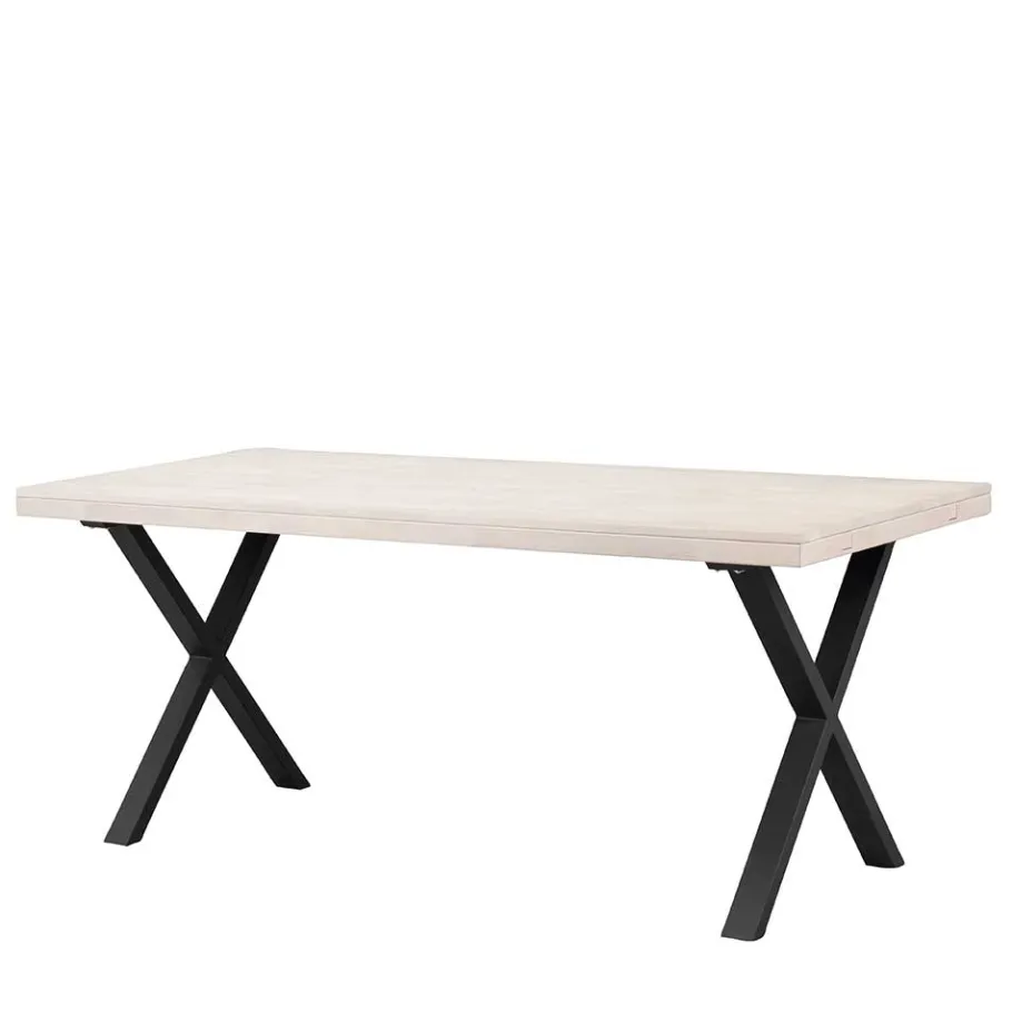 New Wohnen Tisch mit Whitewash Eichenplatte & X-Füßen - Durense