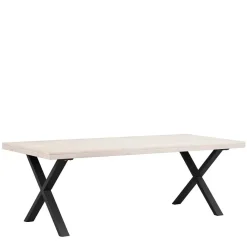 New Wohnen Tisch mit Whitewash Eichenplatte & X-Füßen - Durense