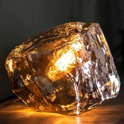 Wohnen Tischlampe in Stein Optik in Chromfarben - Globals