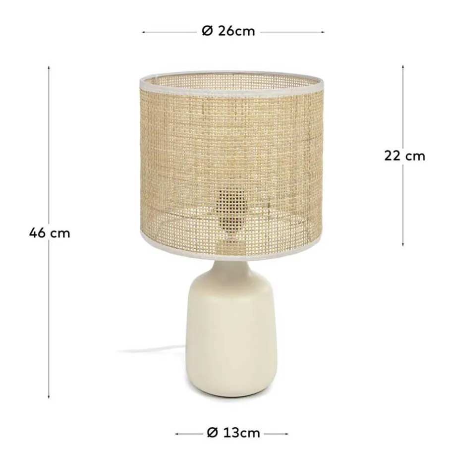 Outlet Wohnen Tischleuchte aus Bambus Geflecht in Beige - Veromica