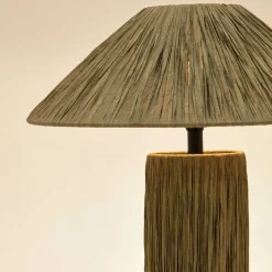 Online Wohnen Tischleuchte in Graugrün aus Raffia - Dasanti