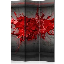 Online Wohnen 3-tlg Paravent Betonwand & rote Farbe - Zibao