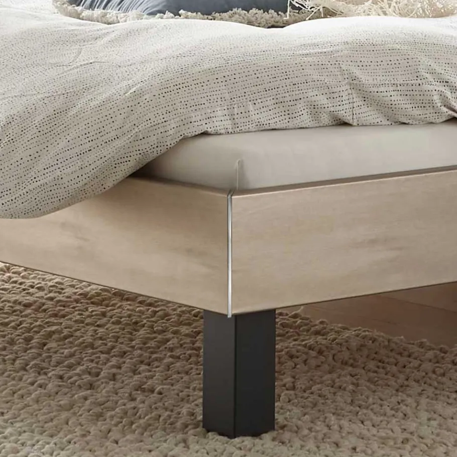 Outlet Wohnen Topp Bettgestell mit Kopfteil in Silber Grau - Domago