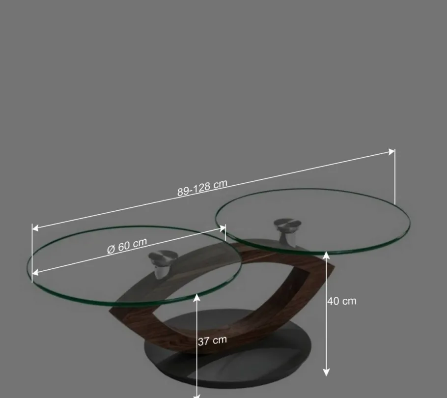 Best Wohnen Topp Couchtisch mit 2 runden Glasplatten - Annely