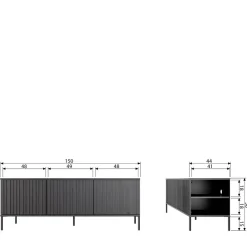 Hot Wohnen Türen-Sideboard in Eiche & Schwarz - Banyo