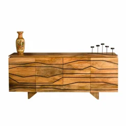 Hot Wohnen Türen-Sideboard mit toller Rillendesign Front Kentura aus Mango Massivholz