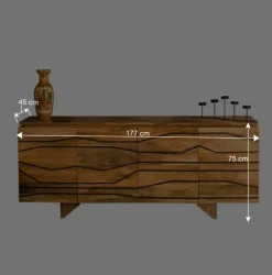 Hot Wohnen Türen-Sideboard mit toller Rillendesign Front Kentura aus Mango Massivholz