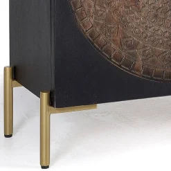 Online Wohnen 4-türige Design Kommode mit Mandala Schnitzerei - Synessa