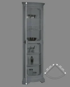 Clearance Wohnen 1-türige Eckvitrine im Vintage Design - Zarinas