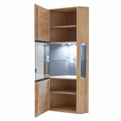 New Wohnen 1-türige Eck-Vitrine in Eiche Bianco - Vernella