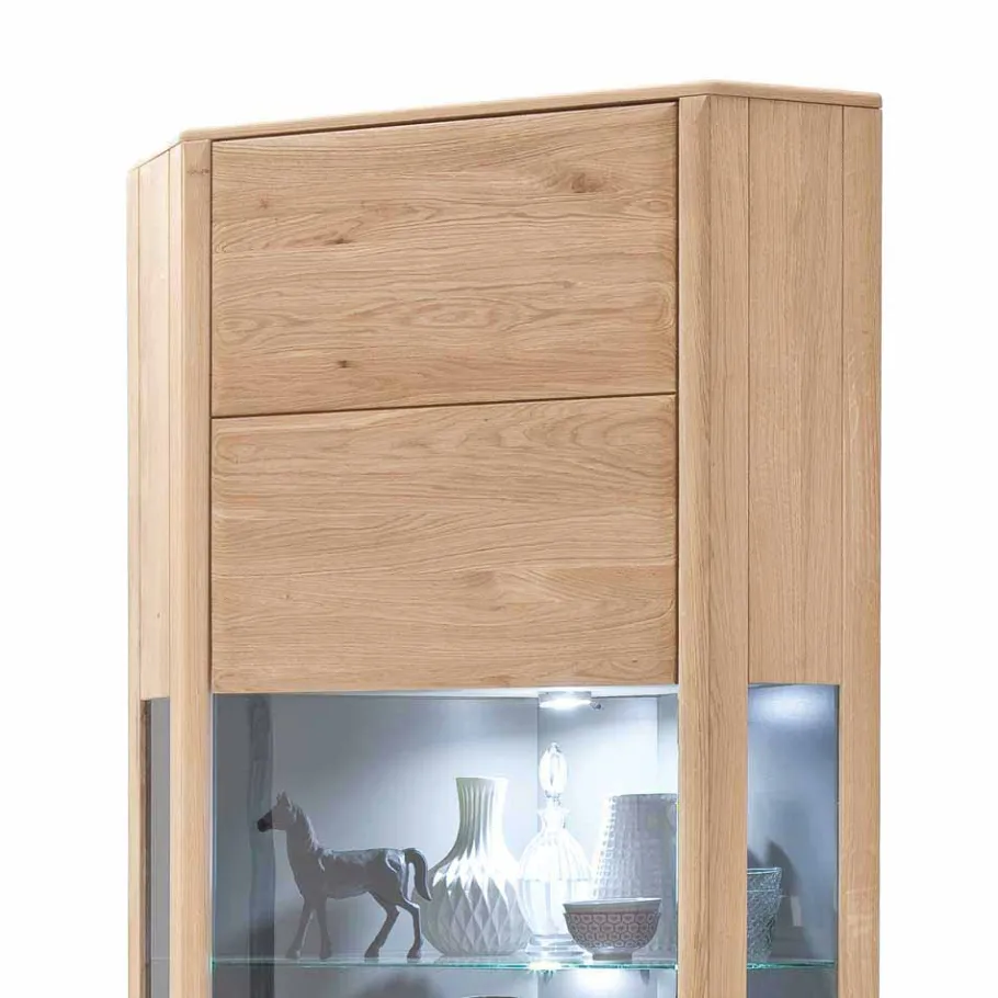 New Wohnen 1-türige Eck-Vitrine in Eiche Bianco - Vernella